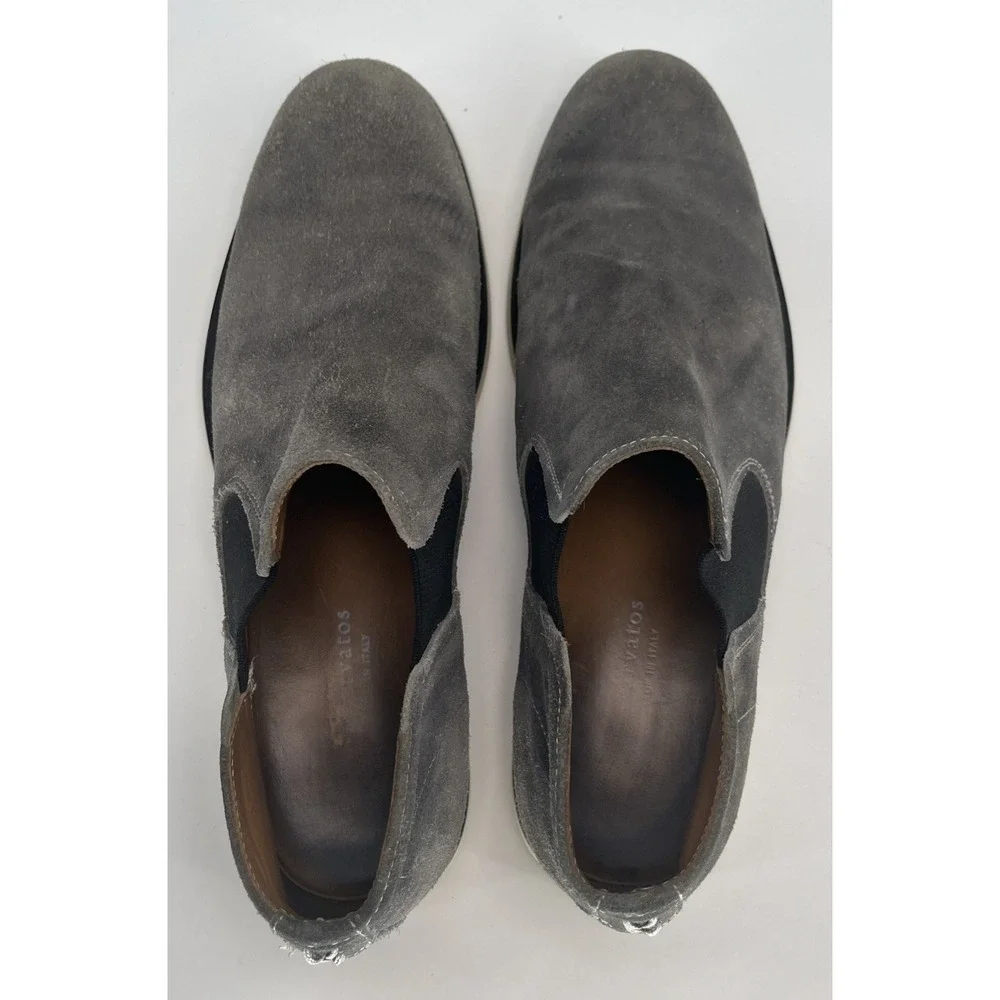 John Varvatos‎ Men's Coal Gray Suede Low Chelsea Boot Made In Italy Size 8.5